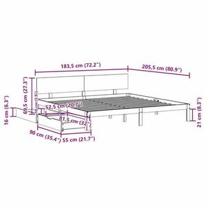 vidaXL tömör fenyőfa ágykeret fiókkal 180 x 200 cm kép