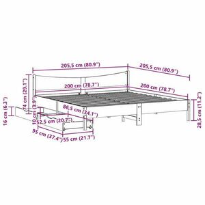 vidaXL tömör fenyőfa ágykeret fiókokkal 200 x 200 cm kép