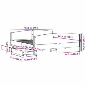 vidaXL tömör fenyőfa ágy matrac nélkül 180 x 200 cm kép