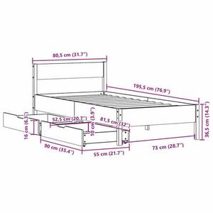 vidaXL tömör fenyőfa ágy matrac nélkül 75 x 190 cm kép