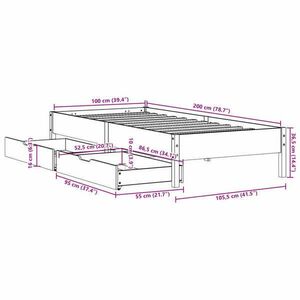 vidaXL tömör fenyőfa ágy matrac nélkül 100 x 200 cm kép