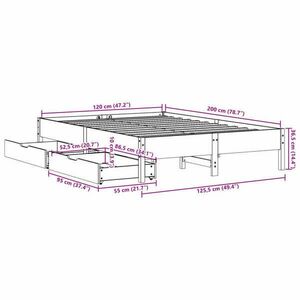 vidaXL fehér tömör fenyőfa ágy matrac nélkül 120 x 200 cm kép