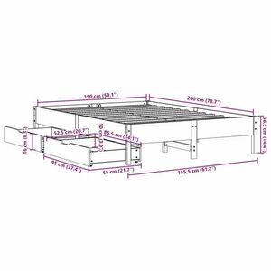 vidaXL viaszbarna tömör fenyőfa ágy matrac nélkül 150 x 200 cm kép