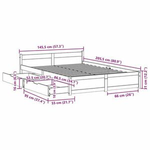 vidaXL tömör fenyőfa ágy matrac nélkül 140 x 200 cm kép