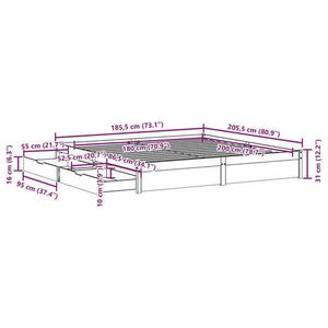 vidaXL fehér tömör fenyőfa ágy matrac nélkül 180 x 200 cm kép