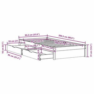 vidaXL fehér tömör fenyőfa ágy matrac nélkül 90 x 200 cm kép