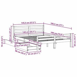 vidaXL fehér tömör fenyőfa ágy matrac nélkül 140x190 cm kép