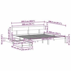 vidaXL tömör fenyőfa ágy matrac nélkül 200 x 200 cm kép