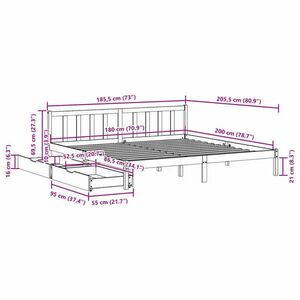 vidaXL fehér tömör fenyőfa ágy matrac nélkül 180 x 200 cm kép