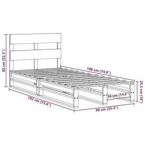 vidaXL viaszbarna tömör fenyőfa ágy matrac nélkül 90 x 190 cm kép