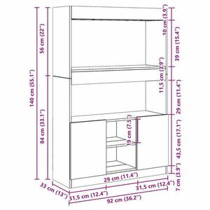 vidaXL betonszürke szerelt fa magasszekrény 92 x 33 x 140 cm kép