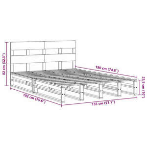 vidaXL fehér tömör fenyőfa ágy matrac nélkül 135 x 190 cm kép