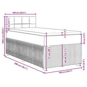 vidaXL fekete szövet rugós ágy matraccal 100 x 200 cm kép