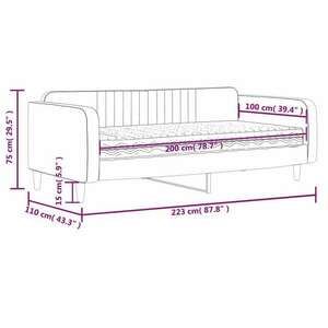 vidaXL sötétszürke bársony heverő matraccal 100 x 200 cm kép