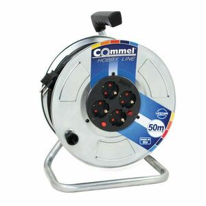 Commel kábel dob - Fém 280 mm, egyfázisú, 16 A 230 V ~ 3500 W IP20, 3x1, 5, 25M kép