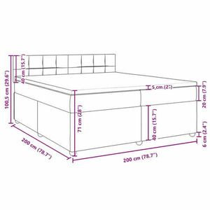 vidaXL sötétbarna szövet rugós ágy matraccal 200 x 200 cm kép