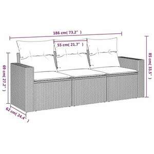 vidaXL 3 részes világosszürke polyrattan kerti ülőgarnitúra párnával kép