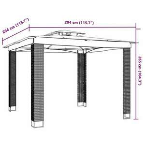 vidaXL krémszínű acél dupla tetős pavilon 2, 94 x 2, 94 m kép