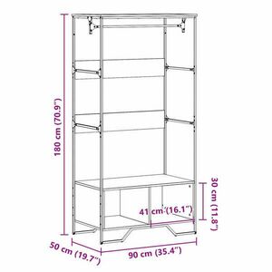 vidaXL barna tölgy színű szerelt fa ruhásszekrény 90 x 50 x 180 cm kép