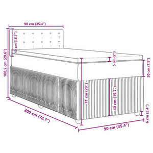 vidaXL sötétszürke szövet rugós ágy matraccal 90 x 200 cm kép