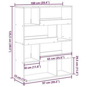 vidaXL füstös tölgy színű szerelt fa térelválasztó 100 x 33 x 125, 5 cm kép