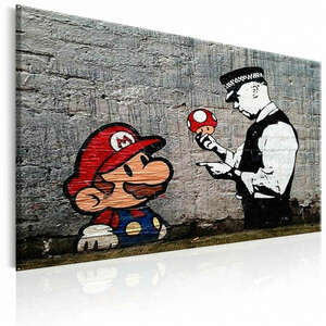 Mario és zsaru, Banksy 120x80 - vászonkép kép