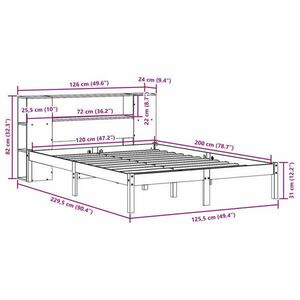 vidaXL tömör fenyőfa könyvespolcos ágy matrac nélkül 120 x 200 cm kép