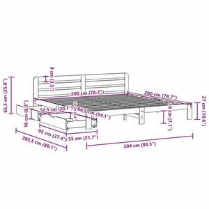 vidaXL fehér tömör fenyőfa ágy matrac nélkül 200 x 200 cm kép