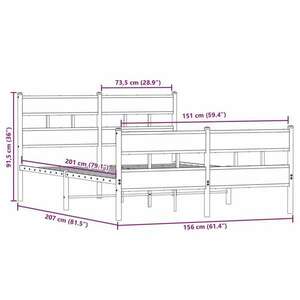 vidaXL füstös tölgy színű fém ágykeret matrac nélkül 150 x 200 cm kép