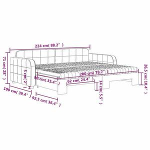 vidaXL sötétszürke kihúzható bársony heverő matraccal 90 x 200 cm kép