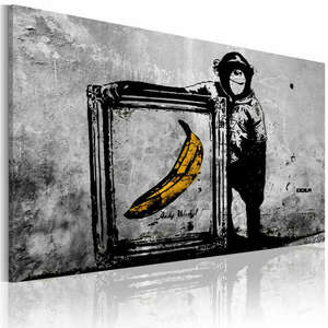 Banksy ihlette - fekete-fehér 60x40 - vászonkép kép