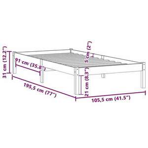 vidaXL tömör fenyőfa ágykeret matrac nélkül 100x190 cm kép