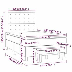 vidaXL sötétkék bársony rugós ágy matraccal 120x190 cm kép