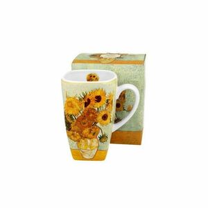 D.G.44188 Porcelánbögre szögletes, 630ml, dobozban, Van Gogh: Napraforgók kép