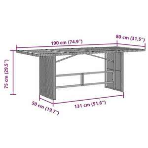 vidaXL szürke polyrattan üveglapos kerti asztal 190 x 80 x 75 cm kép