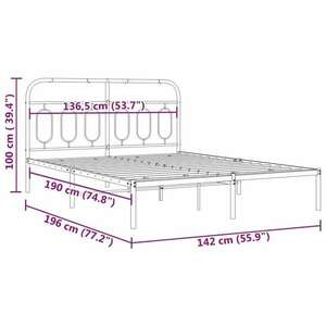 vidaXL fekete fém ágykeret fejtámlával 135 x 190 cm kép