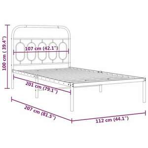 vidaXL fekete fém fejtámla 107 cm kép