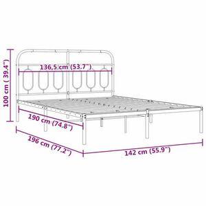 vidaXL fehér fém fejtámla 135 cm kép