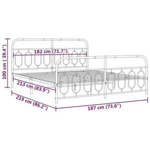 vidaXL fekete fém ágykeret fej- és lábtámlával 183 x 213 cm kép