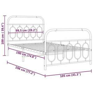 vidaXL fekete fém ágykeret fej- és lábtámlával 100 x 190 cm kép