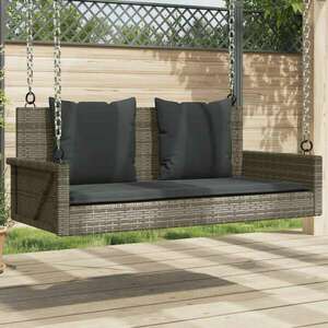 vidaXL szürke polyrattan hintapad párnákkal 119x56x48 cm kép