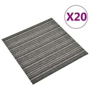 vidaXL 20 db csíkos antracitszürke szőnyegpadlólap 5 m² 50 x 50 cm kép