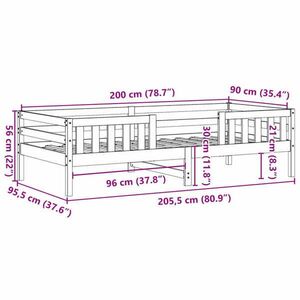 vidaXL viaszbarna tömör fenyőfa ágykeret 90 x 200 cm kép