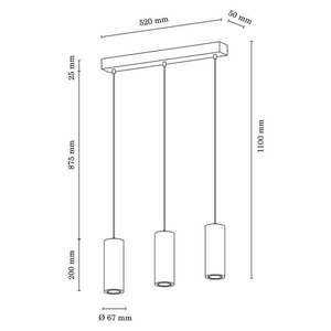 Pipe függőlámpa GU10-es foglalat, 3 LED izzó, 5W, fekete-dió (GSBL5999114132712) kép