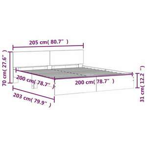 vidaXL szürke sonoma színű ágykeret fejtámlával és LED-del 200x200 cm kép