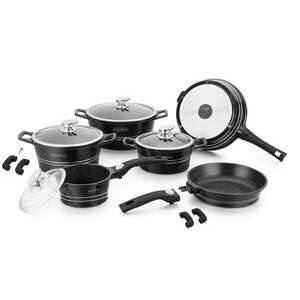 Royalty Line RL-ES2014M: 14 Pieces Marble Coating Cookware Set Black kép