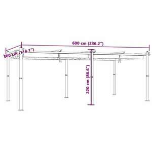 vidaXL antracitszürke alumínium kerti pavilon behúzható tetővel 3x6 m kép