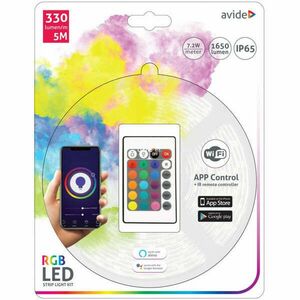 Avide kültéri-beltéri LED szalag WIFI Tuya 7, 2W/m, színes RGB IP65 5m, távirányítóval kép