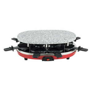 Elektromos grill H.Koenig 4 az 1-ben grill RP412, főzőfelület 35 x 25 cm, gránit kő, grilllap, palacsintának való tányér, 8 raclett, 900 W, állítható termosztát, piros kép