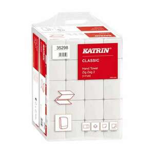 Kéztörlő 2 rétegű z hajtogatású 200 lap/csomag 20 csomag/karton classic handy pack katrin_35298 fehérített kép